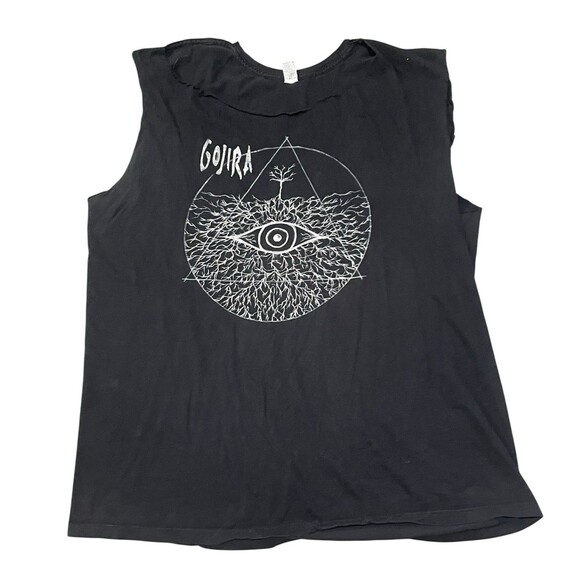 Gojira Mens Size 2XL Black Muscle T Shirt Cut Sleeves Highly Distressed Pacific - Picture 1 of 4